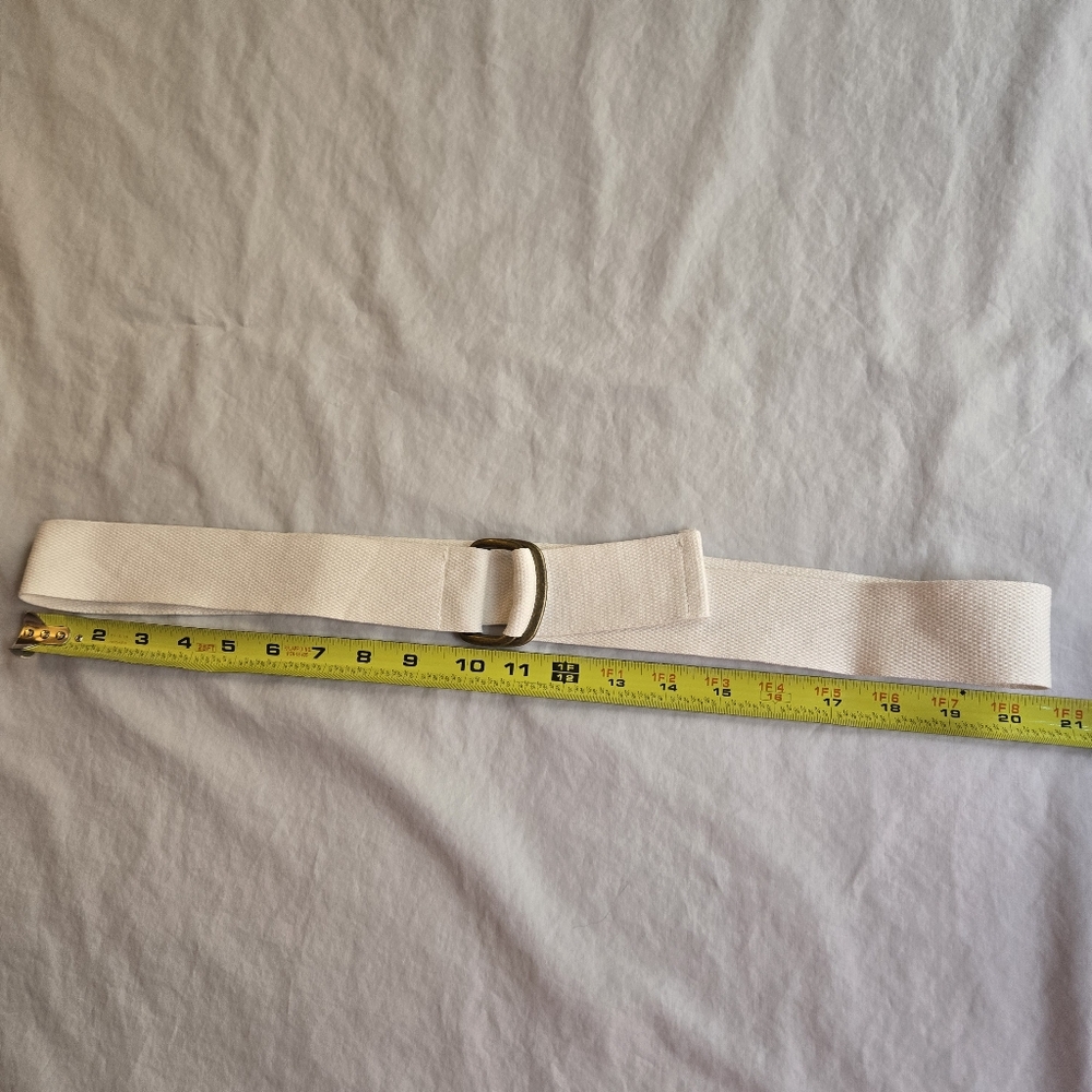 Women's XL Adjustable Woven Belt with Metal Ring - Ivory - Picture 2 of 5
